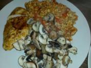 Tomaten-Ebly an Minutenschnitzeln & Champignons - Rezept