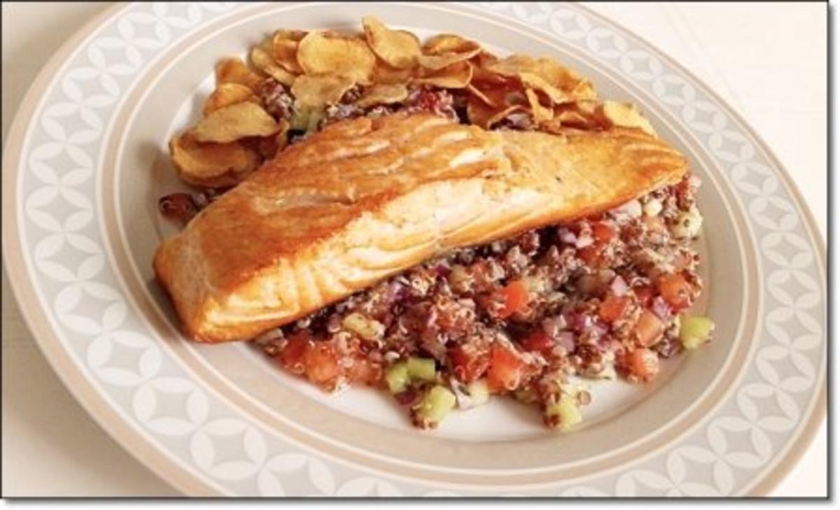 Gebratenes Lachsfilet  mit Quinoa-Salat und Topinambur Chips - Rezept - Bild Nr. 24