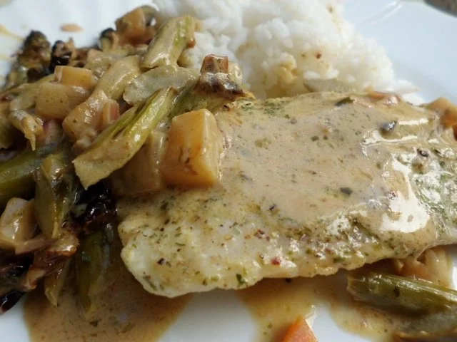 Rezept: Fisch: Rotbarsch an Gemüseragout und Reis Bild Nr. 7 Fisch: Rotbarsch an Gemüseragout und Reis - Rezept - Bild Nr. 7