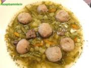 Suppe:   SCHNITTBOHNEN - SUPPE mit Bratwurstbällchen - Rezept