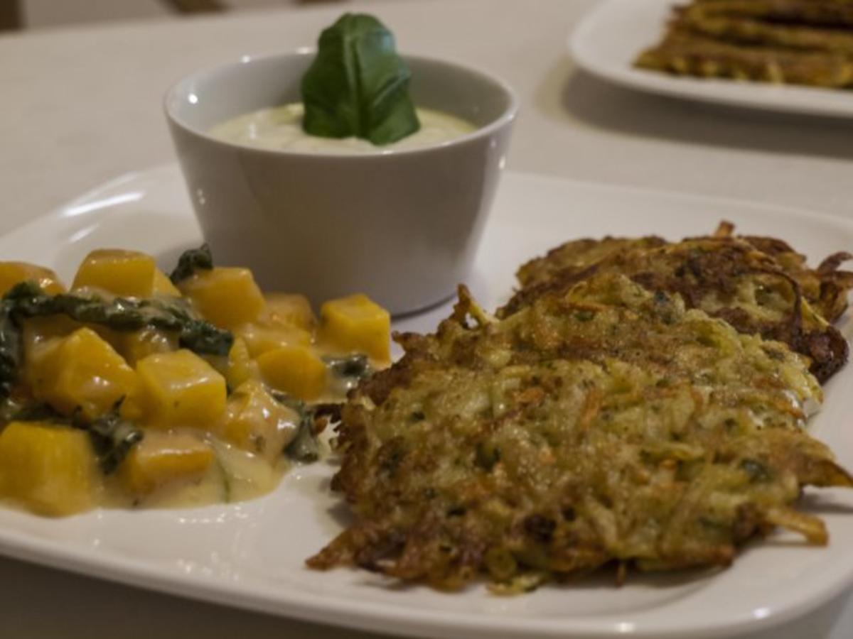 Bilder für K & K-Rösti mit Basilikumdip und Steckrüben - Rezept