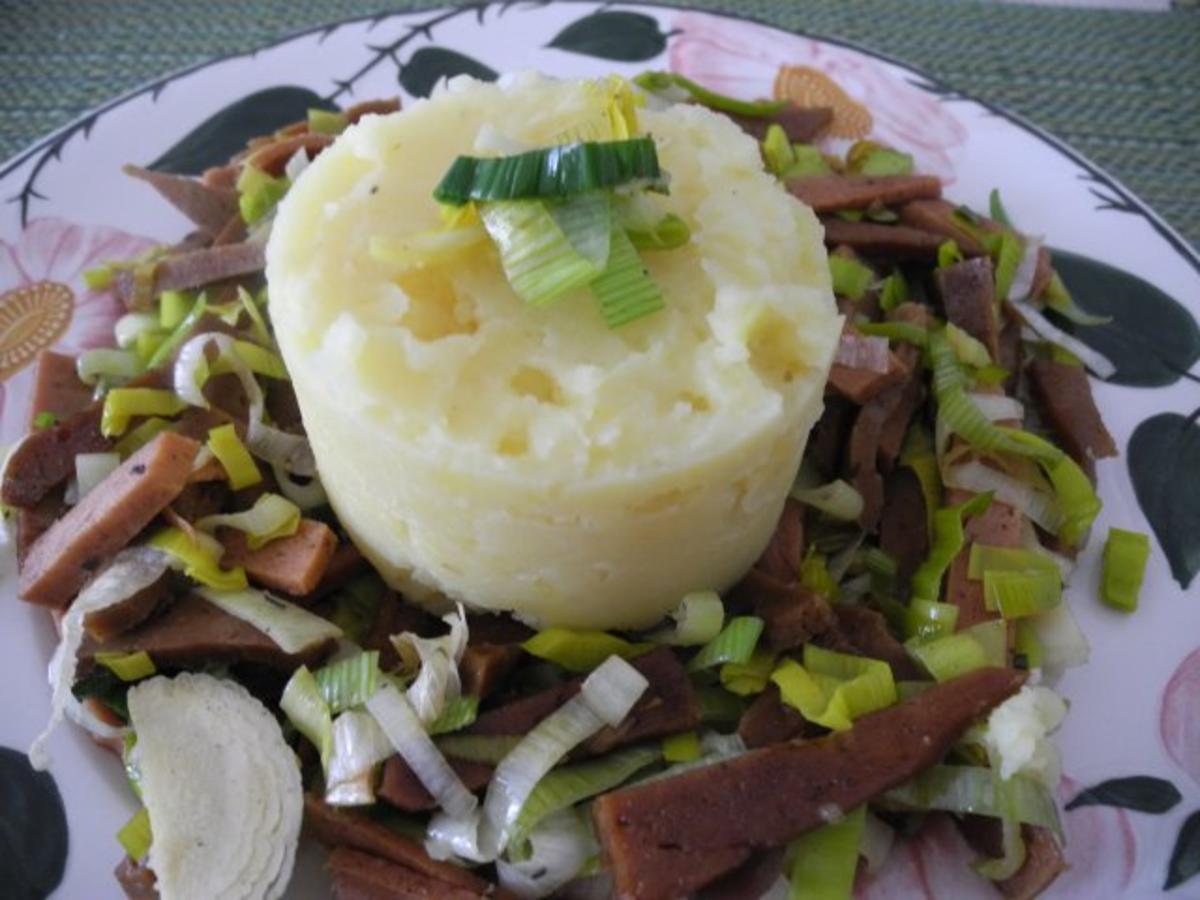 Kartoffelbrei auf Seitan - Porree -  Gyros - Rezept - Bild Nr. 2