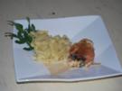 Hähnchen-Ziegenfrischkäse-Päckchen mit Bandnudeln - Rezept