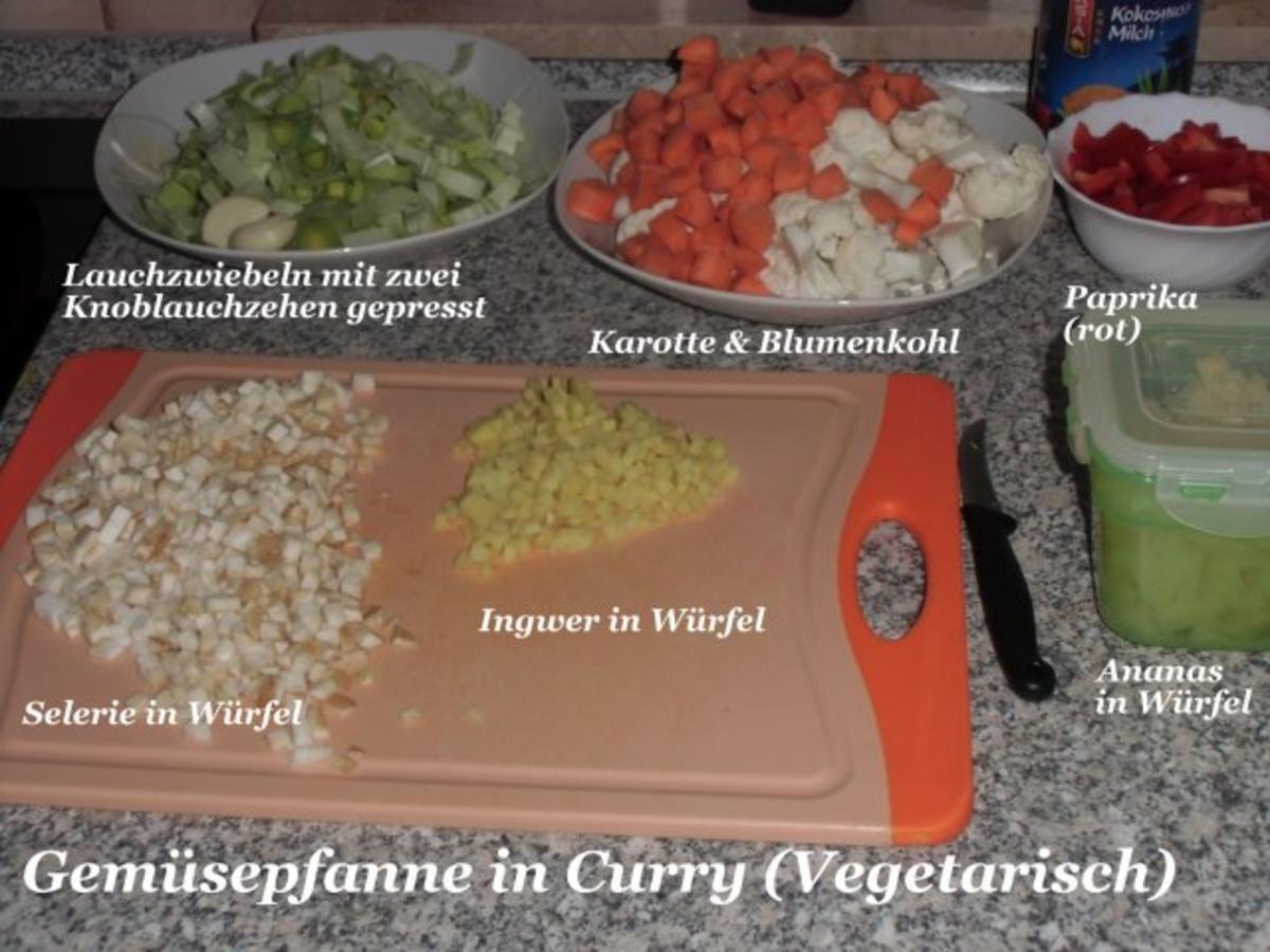 Gemüse : Curry-Gemüse-Pfanne, mit Ananas und Reis (Vegetarisch) - Rezept - Bild Nr. 2