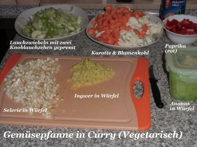 Gemüse : Curry-Gemüse-Pfanne, mit Ananas und Reis (Vegetarisch) - Rezept - Bild Nr. 2
