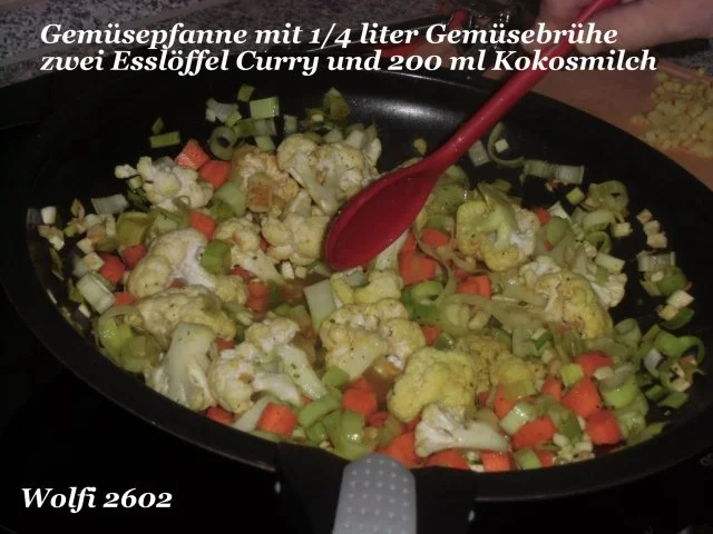Gemüse : Curry-Gemüse-Pfanne, mit Ananas und Reis (Vegetarisch) - Rezept - Bild Nr. 3