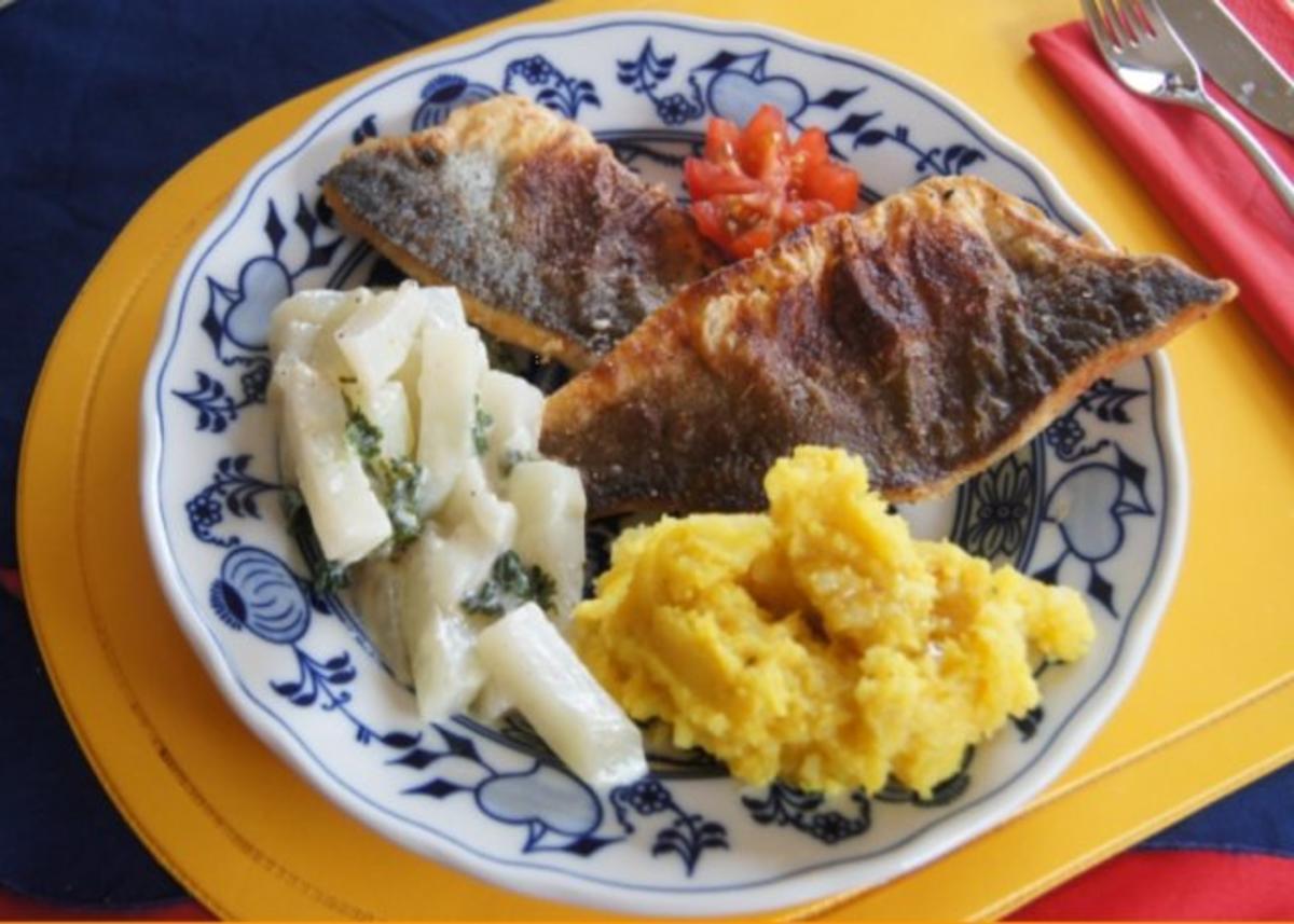 Wolfbarschfilet mit Kohlrabirahmgemüse und Currykartoffelstampf - Rezept - Bild Nr. 14