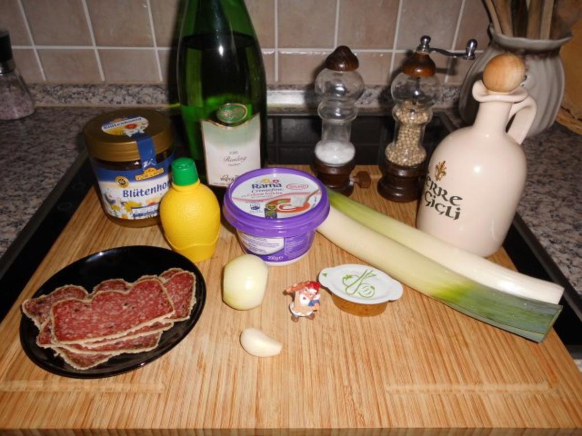 Lauch-Zitronen-Süppchen mit Salamispießen>> - Rezept - Bild Nr. 2