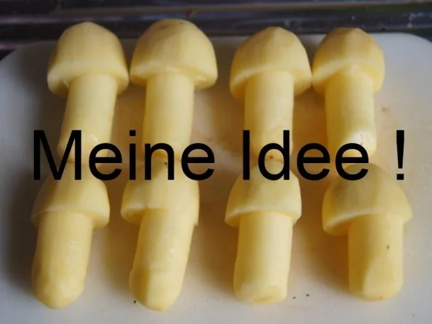 Puten-Ministeaks mit Rahm-Möhrenblüten und Kartoffelpilzen - Rezept - Bild Nr. 4