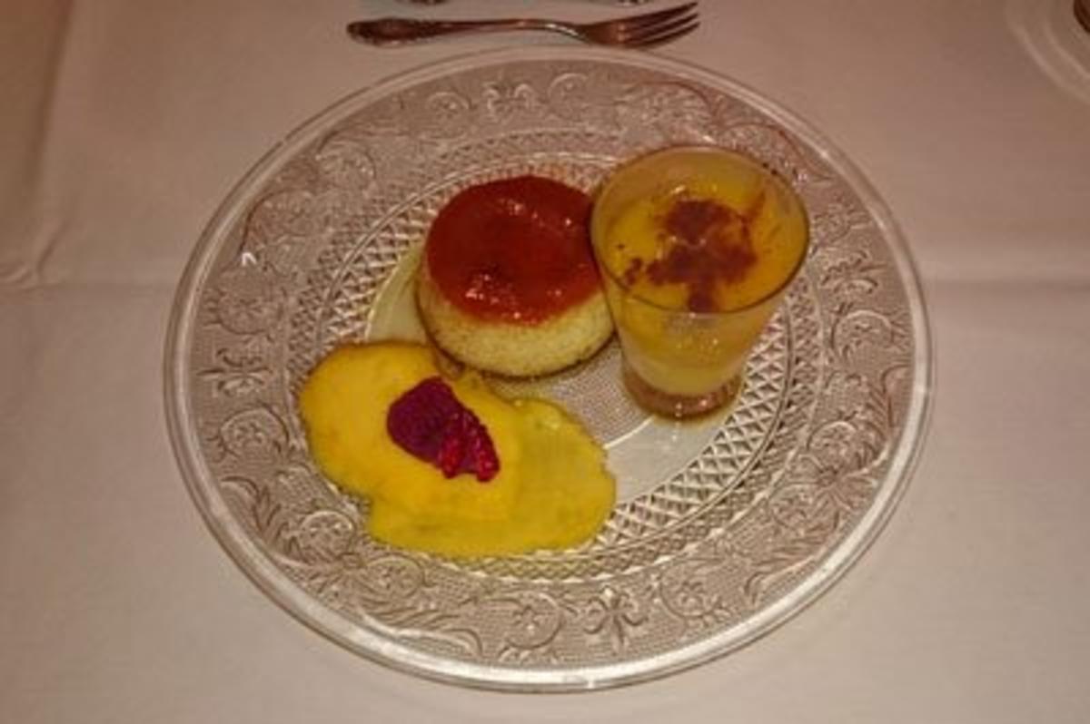 Bilder für Creme Caramel mit Mangosorbet - Rezept