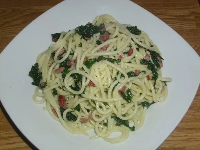 Rezept: Bärlauch Spaghetti mit Speck Bärlauch Spaghetti mit Speck - Rezept
