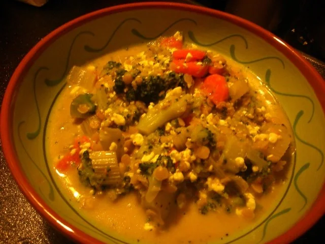 Rezept: Gemüse-Linsen-Pfanne mit Hüttenkäse Bild Nr. 3 Gemüse-Linsen-Pfanne mit Hüttenkäse - Rezept - Bild Nr. 3