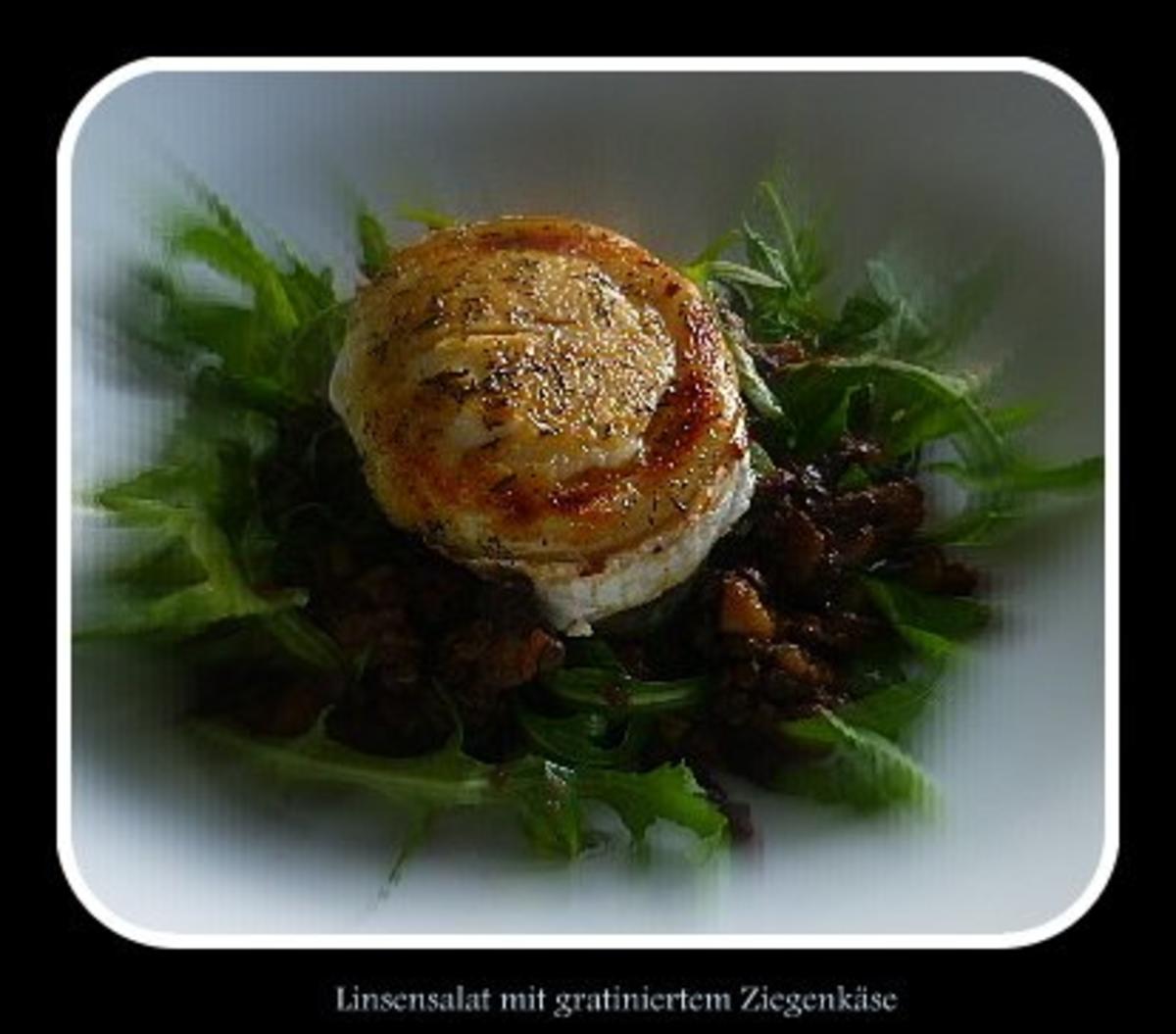 Salat von Linsen und Rucola mit gratiniertem Ziegenkäse - Rezept