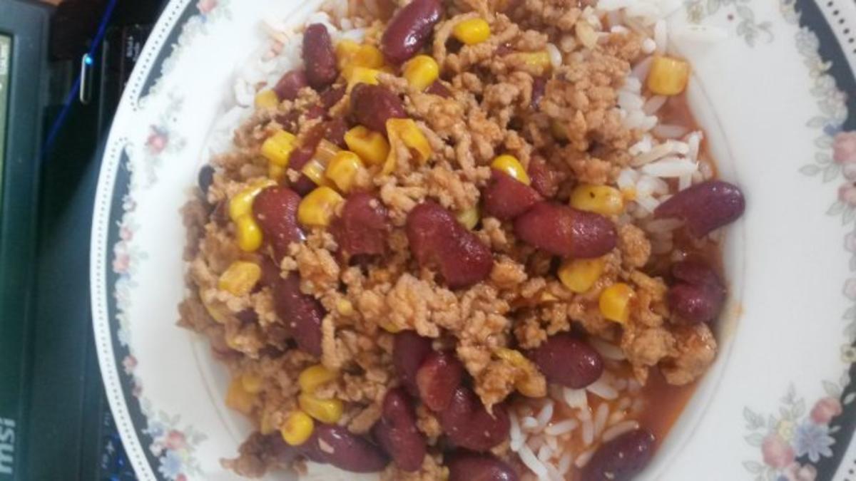 Chili con Carne fix mit Reis - Rezept