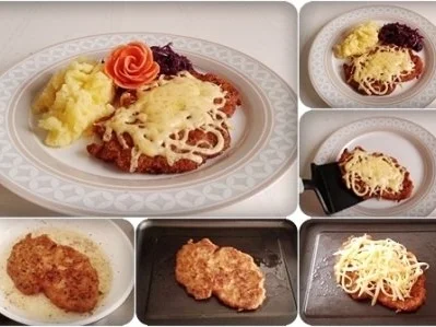Überbackenes Schnitzel mit Rotkohl und Stampfkartoffeln - Rezept - Bild Nr. 3