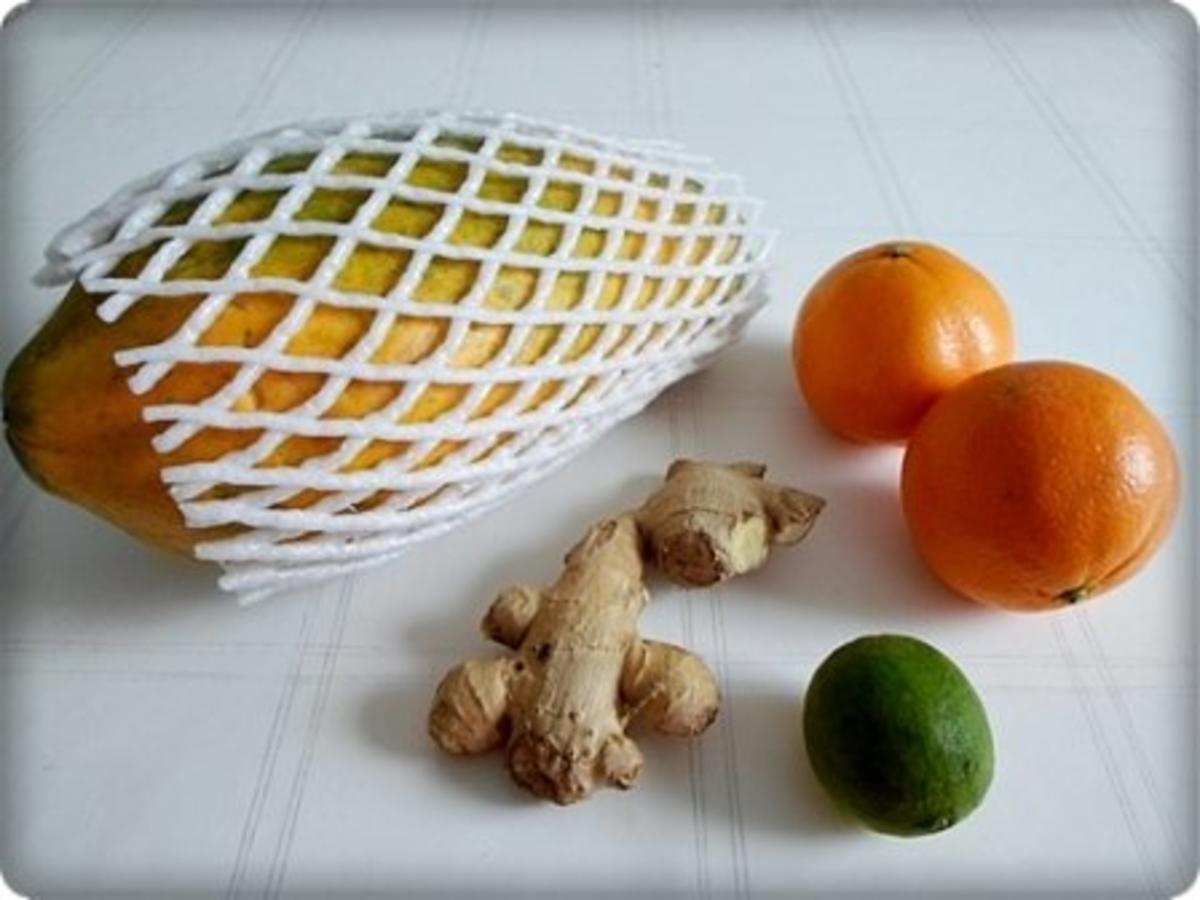 Fruchtsafthaltiger Papaya-Ingwer-Orange-Limette  Smoothie - Rezept - Bild Nr. 3