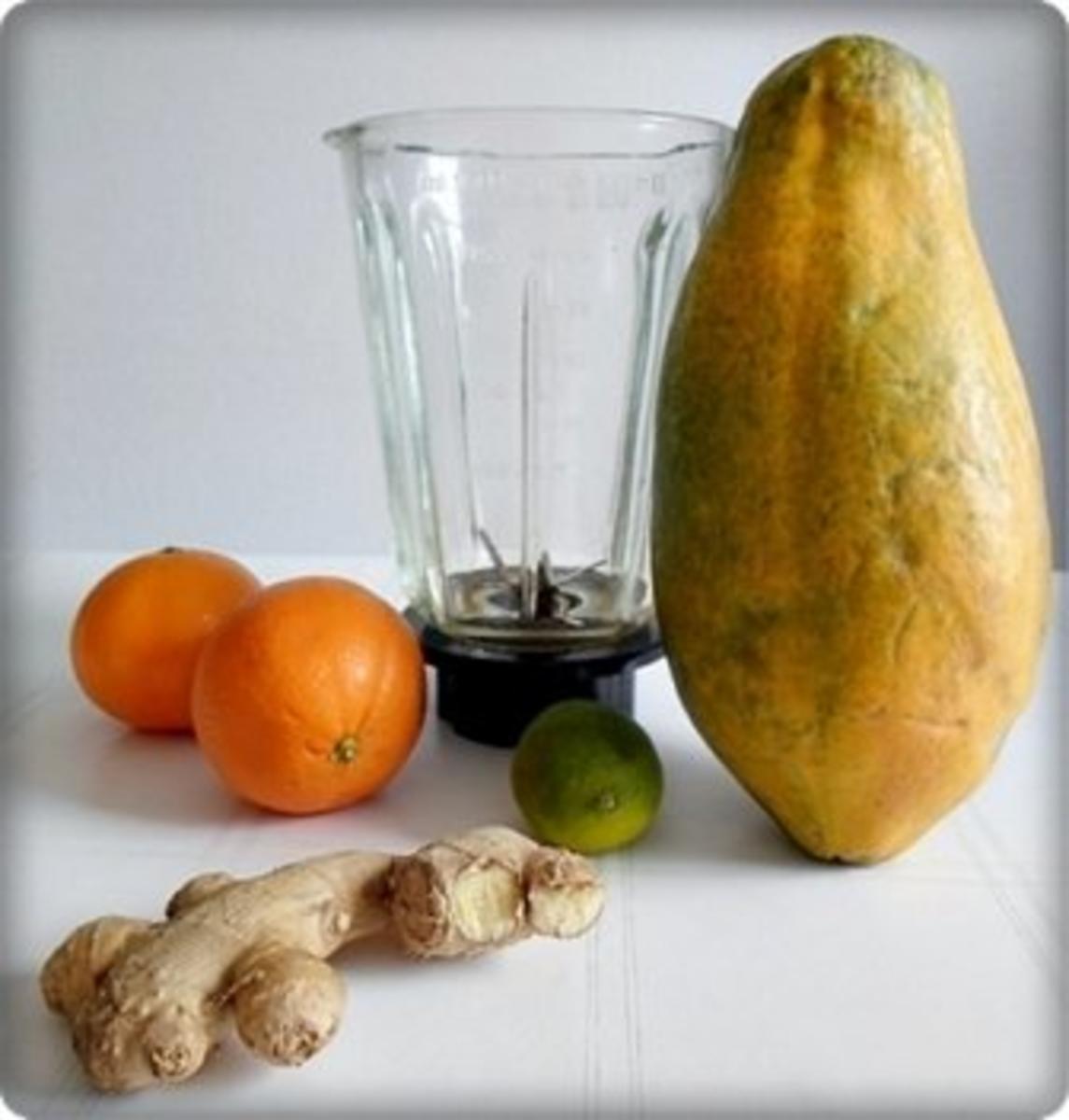 Fruchtsafthaltiger Papaya-Ingwer-Orange-Limette  Smoothie - Rezept - Bild Nr. 4