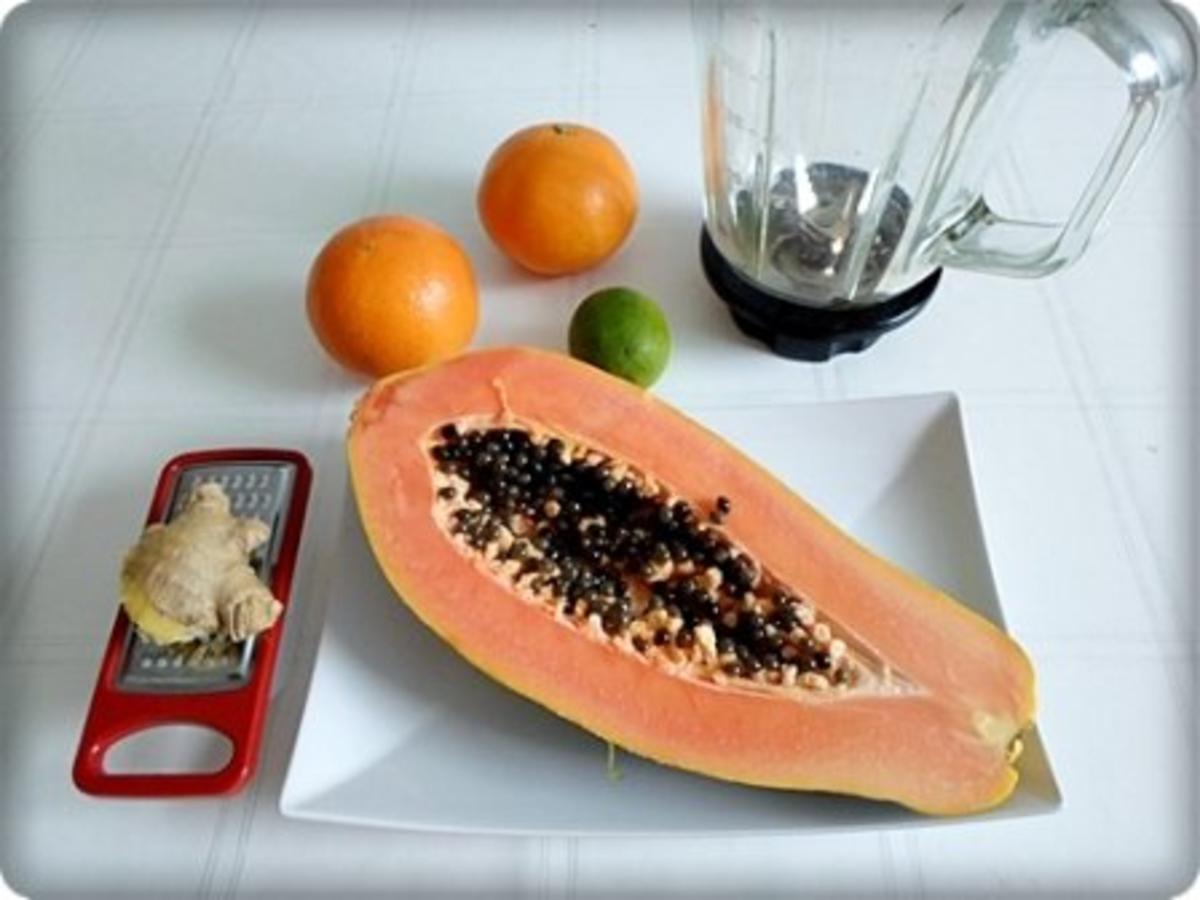 Fruchtsafthaltiger Papaya-Ingwer-Orange-Limette  Smoothie - Rezept - Bild Nr. 5