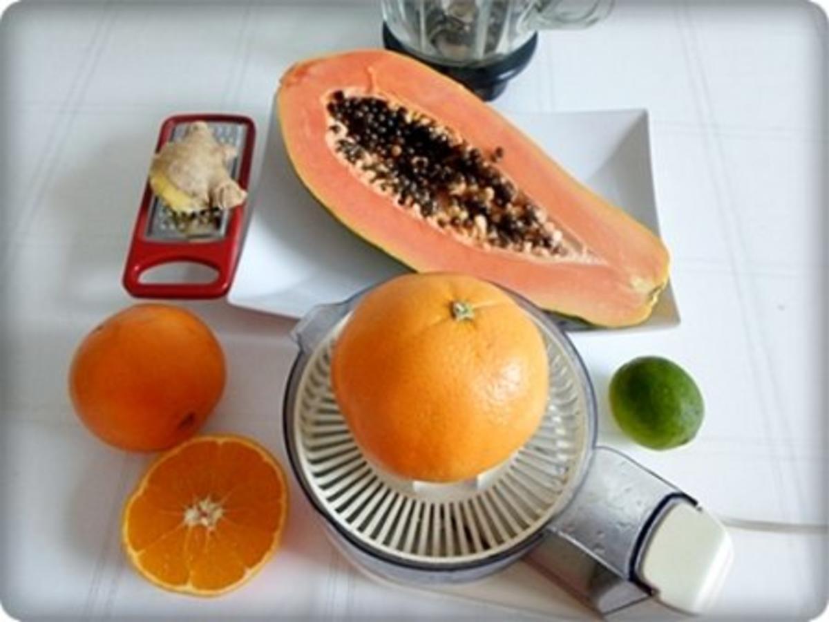 Fruchtsafthaltiger Papaya-Ingwer-Orange-Limette  Smoothie - Rezept - Bild Nr. 6