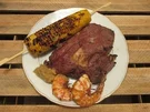 Gegrilltes Entrecote mit Hummerkrabben und Maiskolben - Rezept