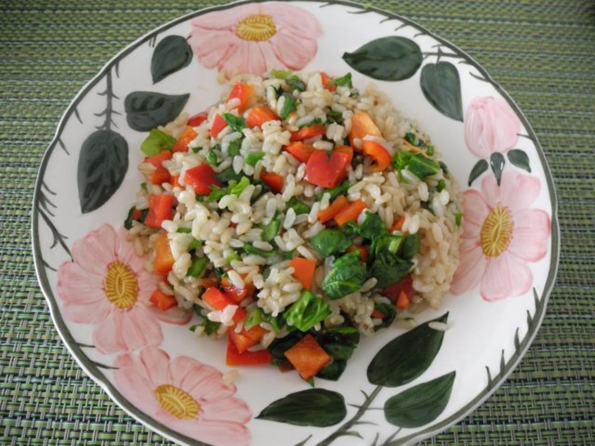Reis - Salat mit frischem Spinat - Rezept