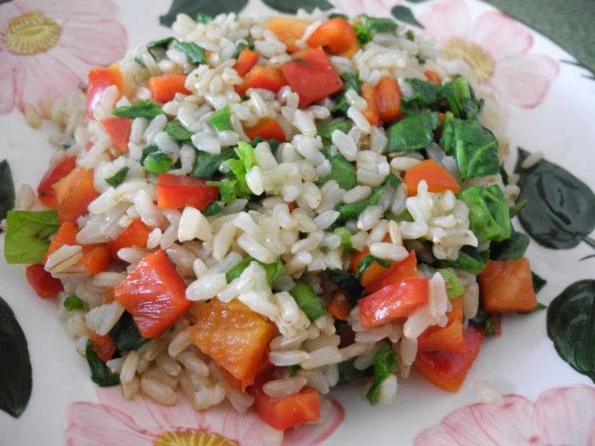 Reis - Salat mit frischem Spinat - Rezept - Bild Nr. 2