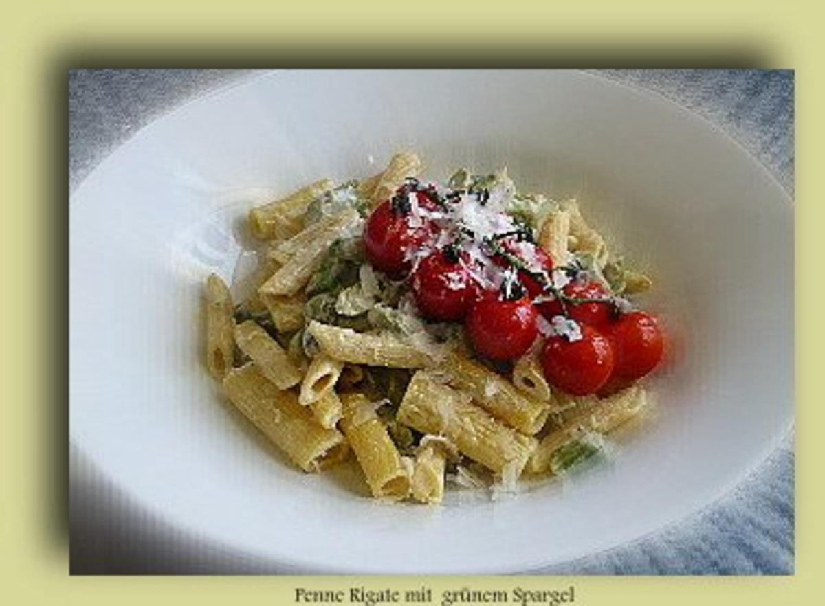 Bilder für Penne Rigate mit gebratenem Spargel,Ziegenkäse und Kirschtomaten - Rezept