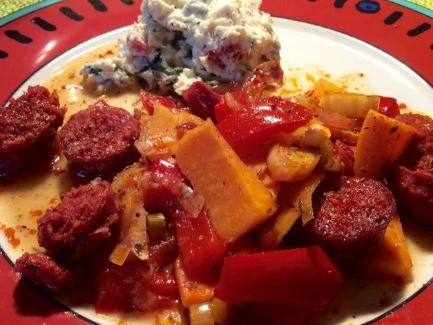 Chorizo-Süßkartoffel-Auflauf und ein Bärlauch-Frischkäse-Dip - Rezept - Bild Nr. 3