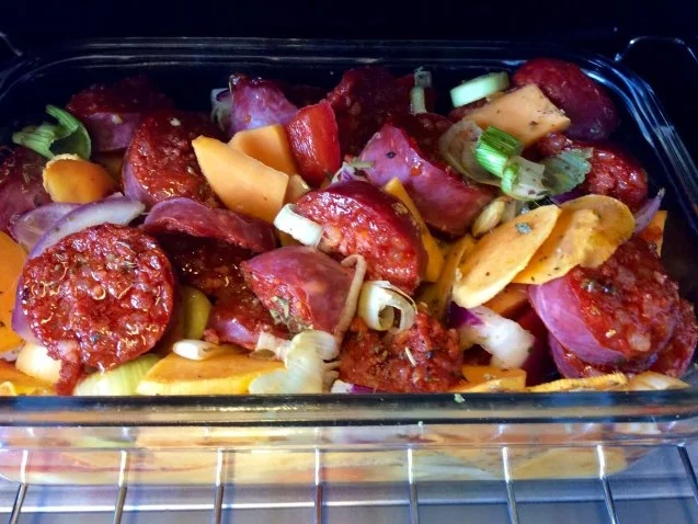 Chorizo-Süßkartoffel-Auflauf und ein Bärlauch-Frischkäse-Dip - Rezept - Bild Nr. 6