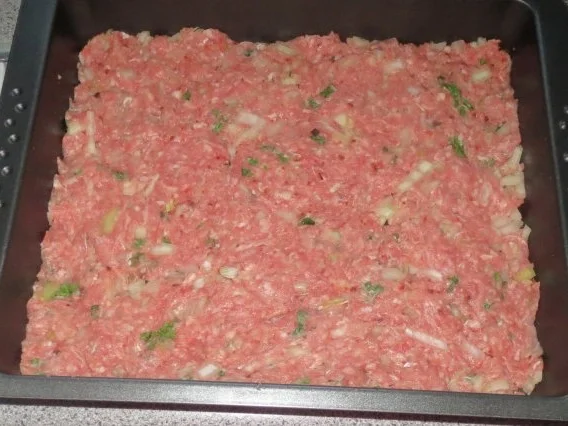 Auflauf: Hackfleisch + Gemüse geschichtet - Rezept