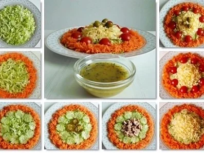 Frühlings-Eisbergsalat mit Möhren, Tomaten, Käse und noch viel mehr, nach Art des Hauses - Rezept - Bild Nr. 2