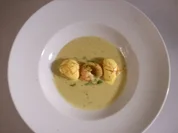 Fenchelsuppe mit Kaisergranat und Safran-Chili-Eis - Rezept