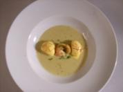 Fenchelsuppe mit Kaisergranat und Safran-Chili-Eis - Rezept