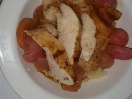 Kokosnudeln mit Radieschen-Kochbananen-Curry und Hähnchenbrust - Rezept - Bild Nr. 2