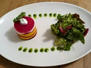 Türmchen von der Roten Bete mit Kürbismousse und Ziegenfrischkäse - Rezept - Bild Nr. 72