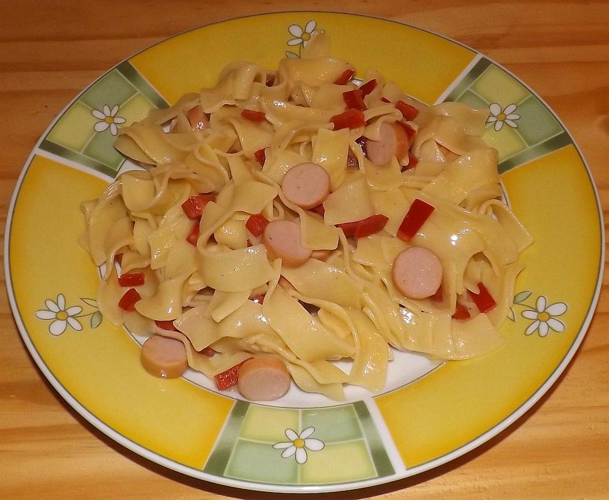 Bandnudel-Paprika-Salat mit Wienerle - Rezept Eingereicht von
Herr_Maultasche