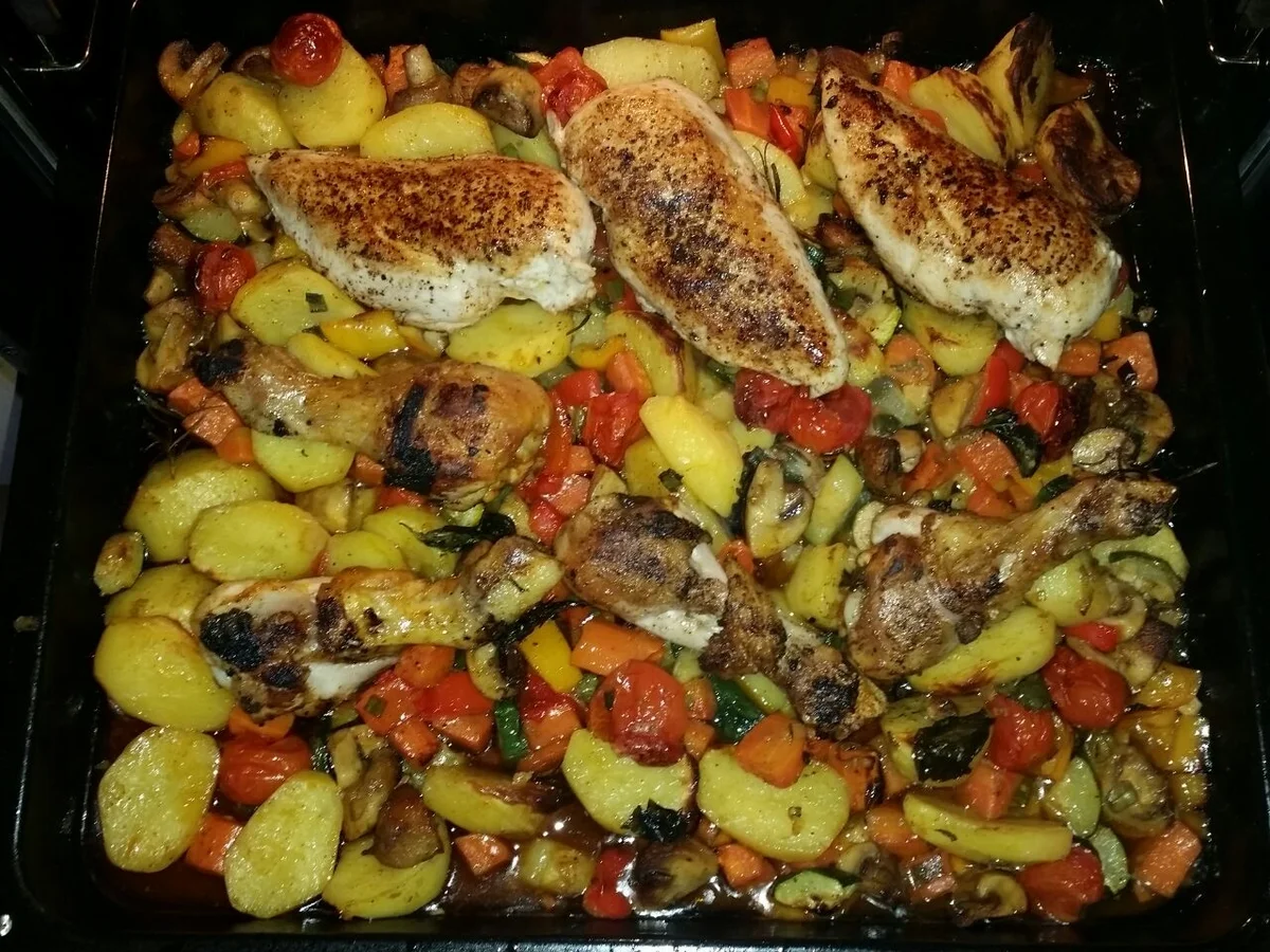 Hähnchenfleisch auf Ofengemüse mit Salbei und Basilikum - Rezept - Bild Nr. 54