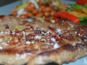 Ribeye Steak mit Bärlauchgemüse aus der Pfanne und braunen Bohnen - Rezept - Bild Nr. 63