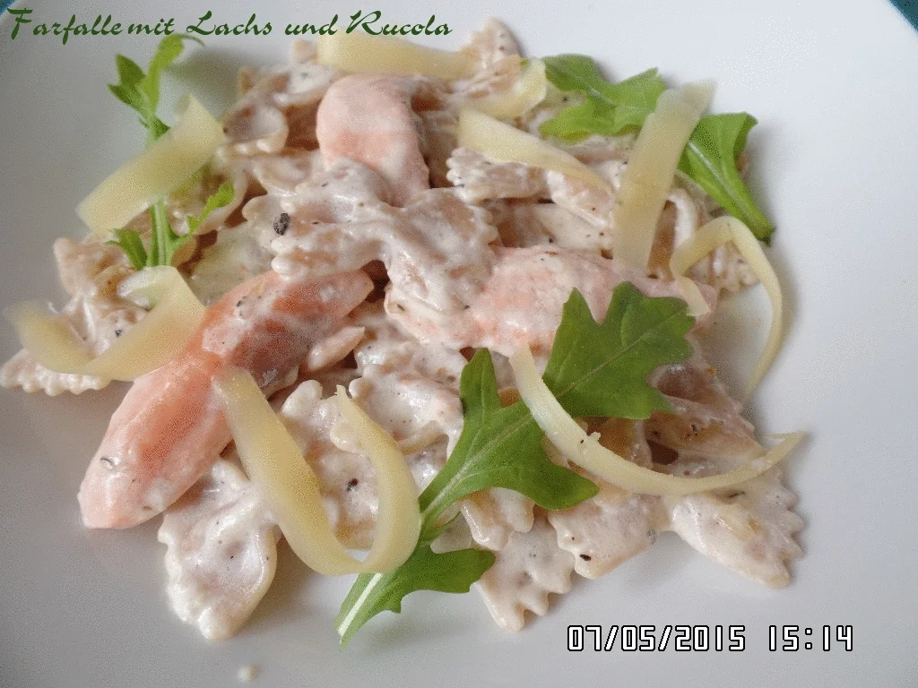 Rezept: Farfalle (Nudeln) mit Lachs und Rucola Bild Nr. 64 Farfalle (Nudeln) mit Lachs und Rucola - Rezept - Bild Nr. 64