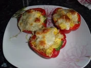 Überbackene Käse-Paprika (mit Mango gefüllt) - Rezept