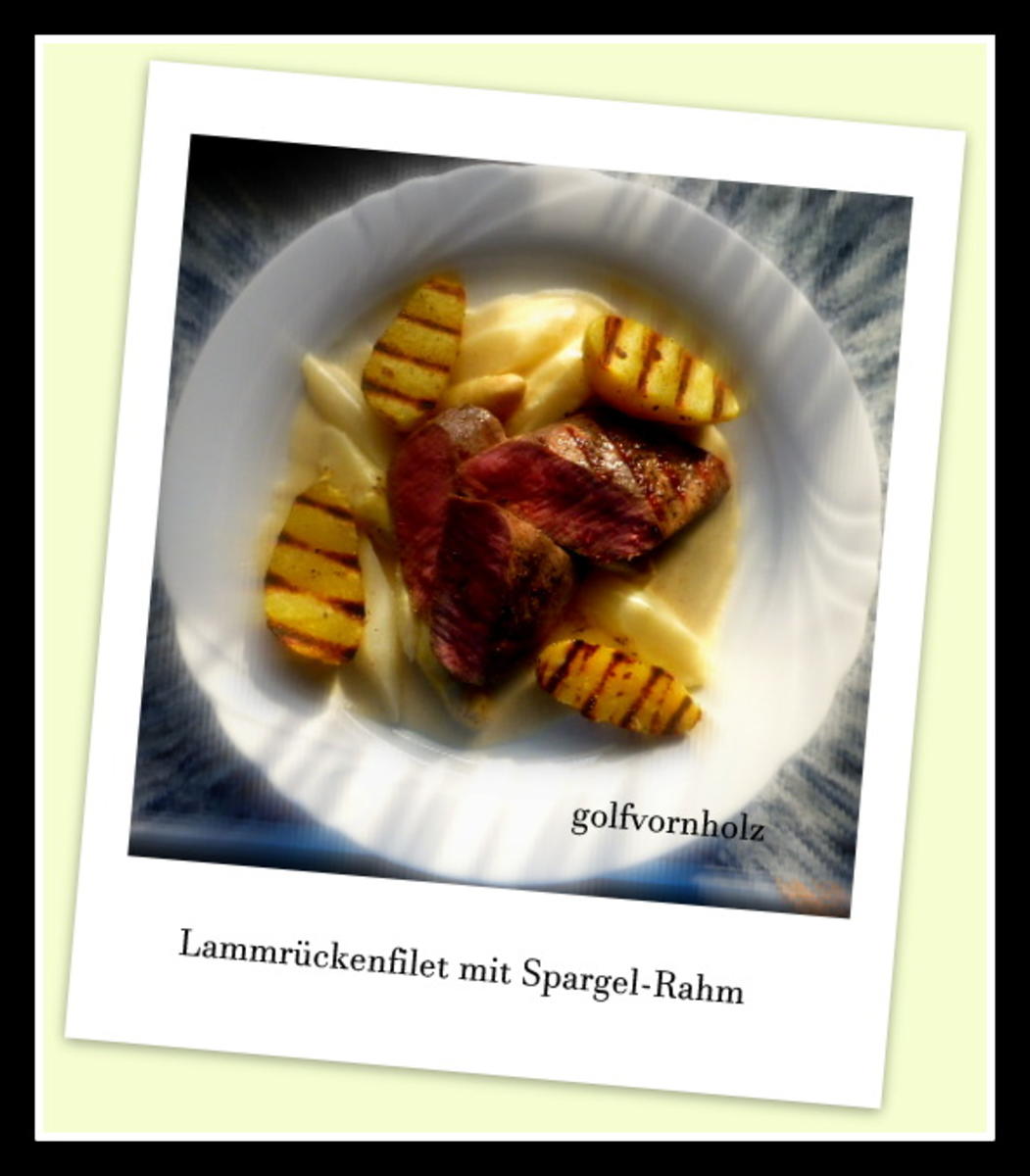 Bilder für Lammrückenfilet mit Spargel in Rahm - Rezept