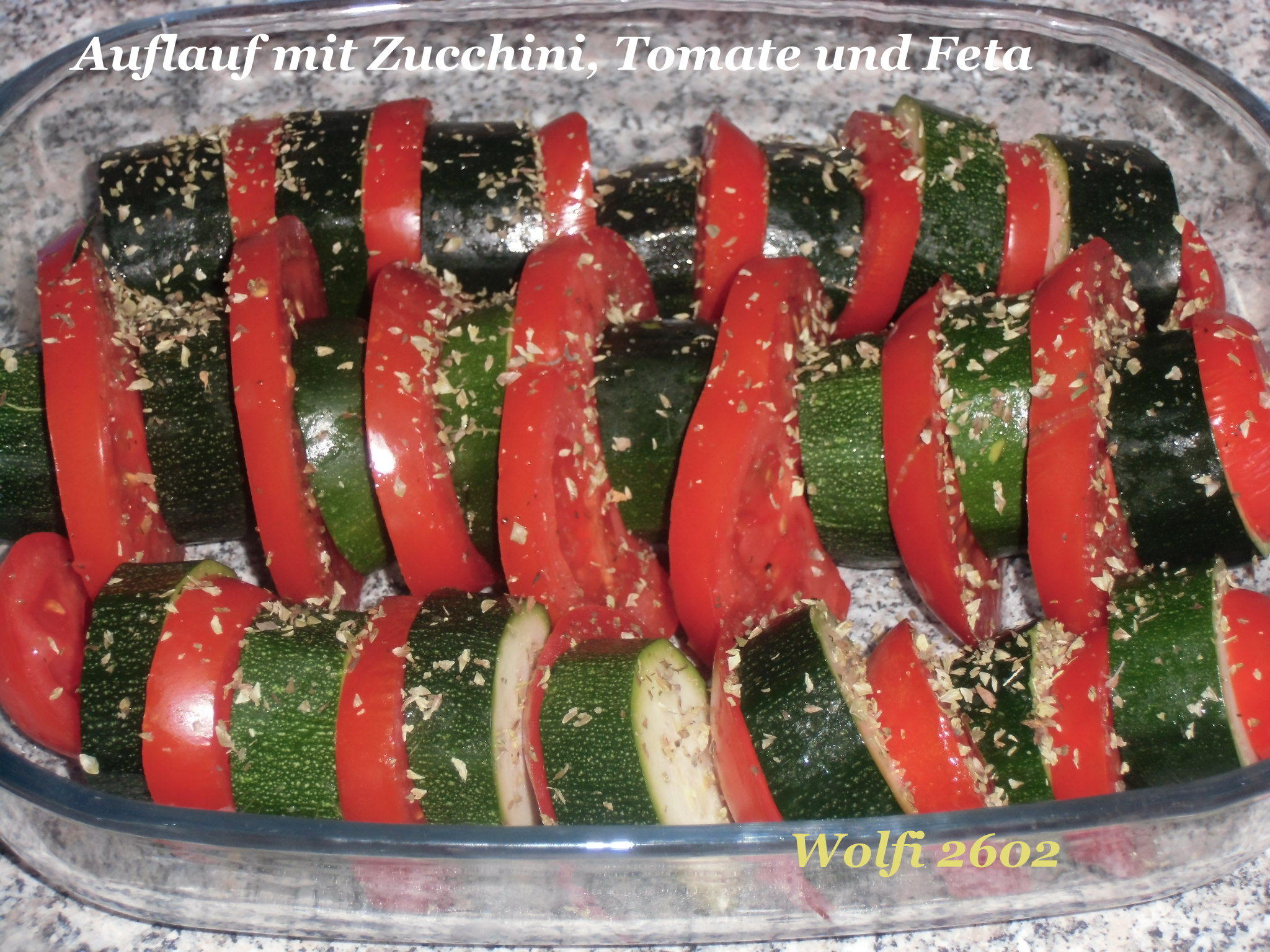 Bilder für Vegetarisch : Auflauf mit Zucchini, Fleischtomate und Feta - Rezept