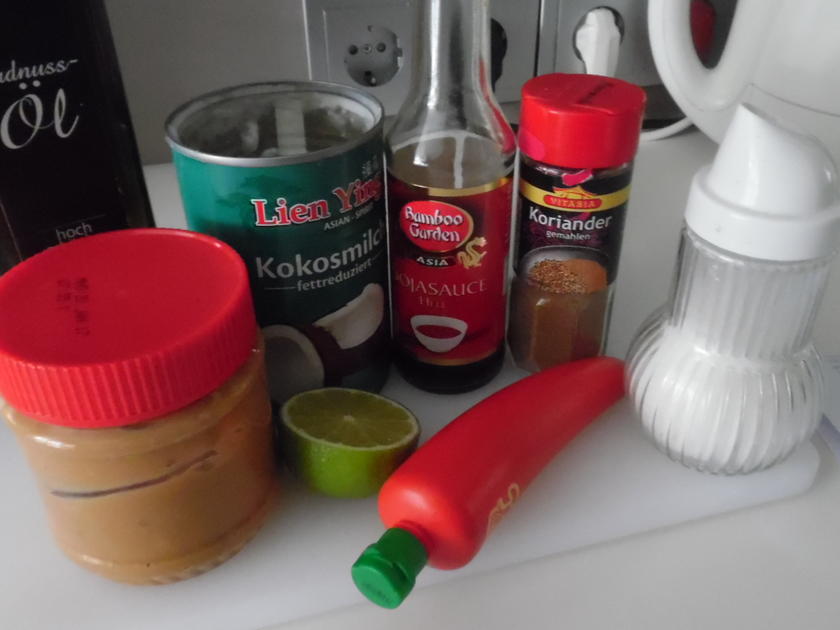 Saté-Spieße mit Erdnuss Soße und Reis - einfach - von barbara62