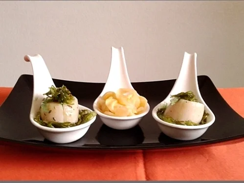 Rezept: Gebratene Jakobsmuscheln mit Wakame-Algensalat & Ingwerscheiben dazu Bild Nr. 26 Gebratene Jakobsmuscheln mit Wakame-Algensalat & Ingwerscheiben dazu - Rezept - Bild Nr. 26