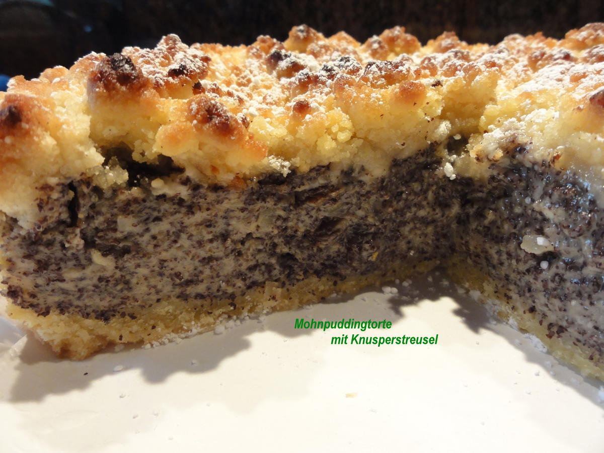 KuchenZwerg:  MOHN-PUDDING-TORTE mit Knusperstreusel - Rezept - Bild Nr. 267