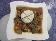 Di San Xian (Schweinenackenfleisch geschmort mit Auberginen, Kartoffeln, Paprika und Reis) - Rezept - Bild Nr. 325