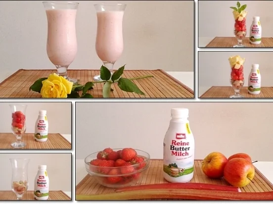 Rezept: Erdbeer-Rhabarber-Äpfel Milchshake Bild Nr. 358 Erdbeer-Rhabarber-Äpfel Milchshake - Rezept - Bild Nr. 358