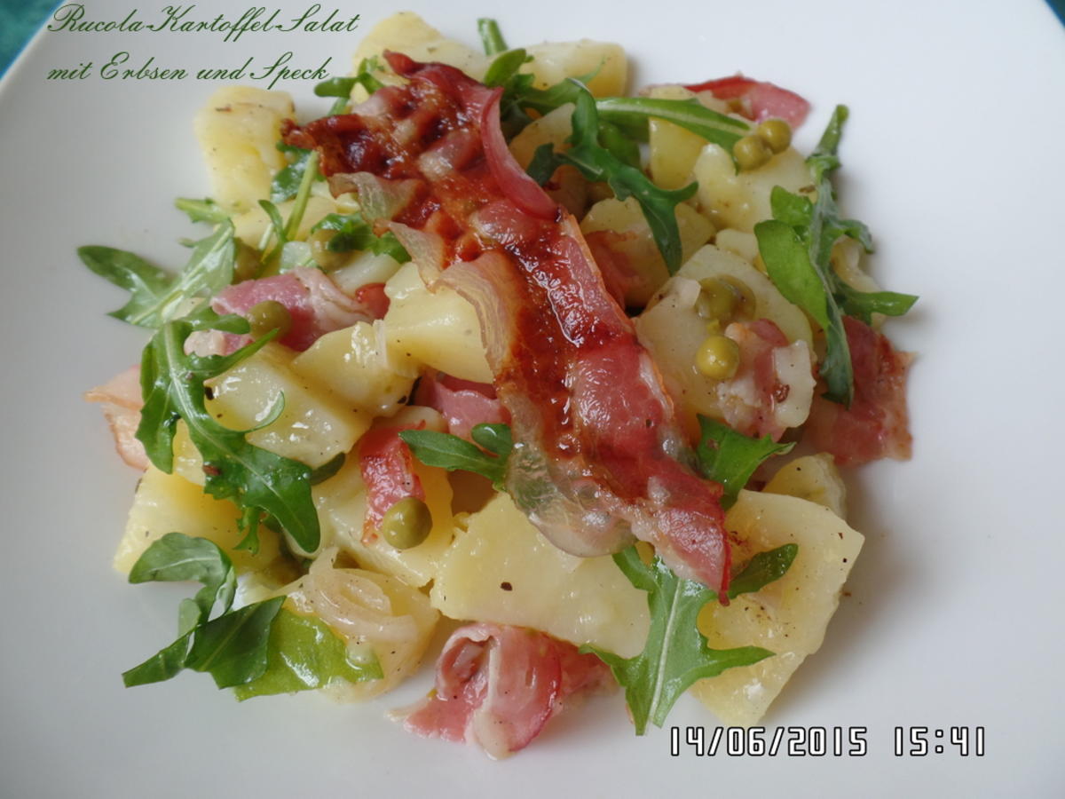 Rucola-Kartoffel-Salat mit Erbsen und Speck - Rezept - kochbar.de