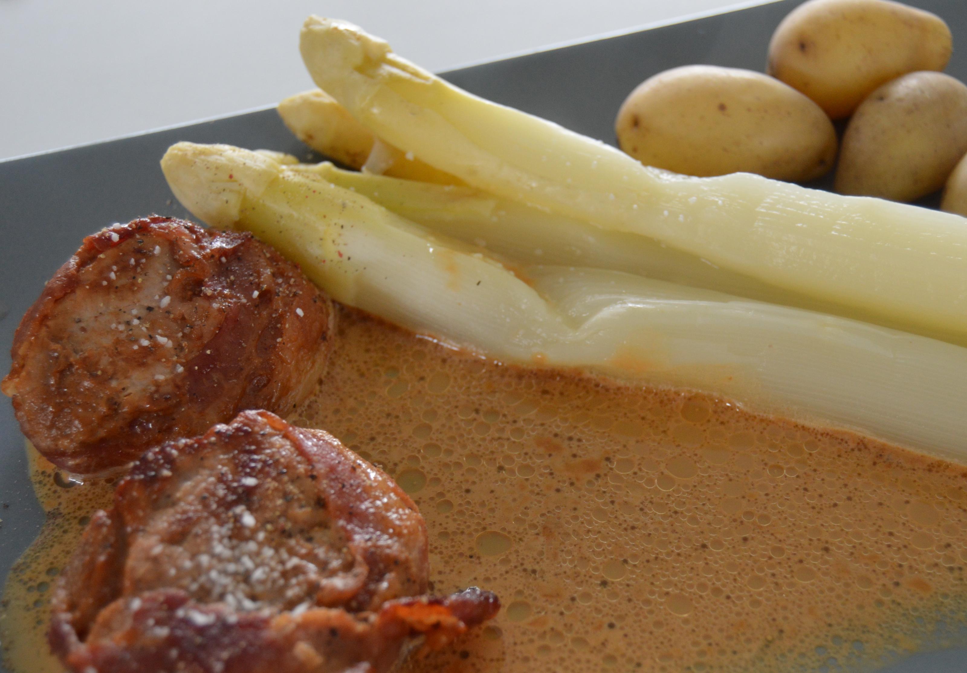 Bilder für Bondens glade - Schweinelendchen mit Spargel - Rezept