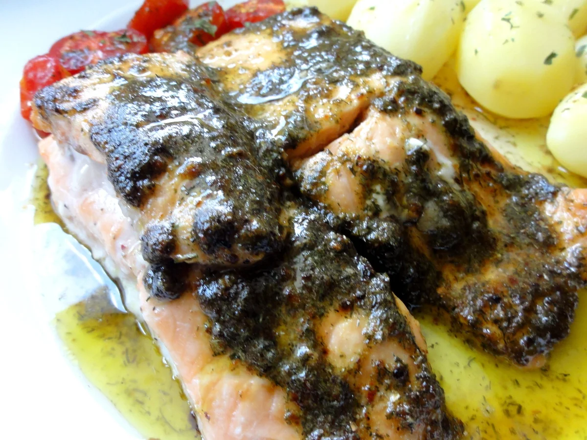 Fisch:   LACHSSCHEIBEN an Kräuterbutter - Rezept - Bild Nr. 402